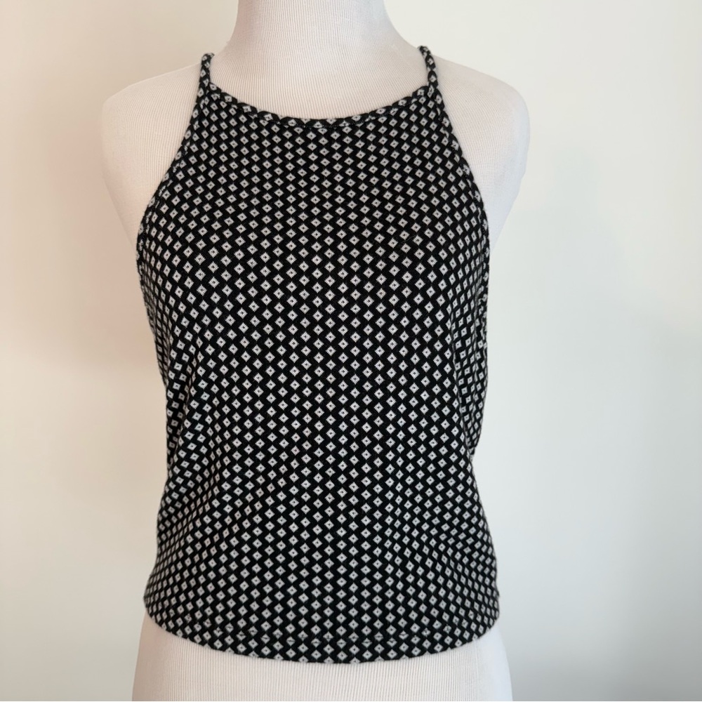 Brandy Melville Black and White Geometric Tank Top